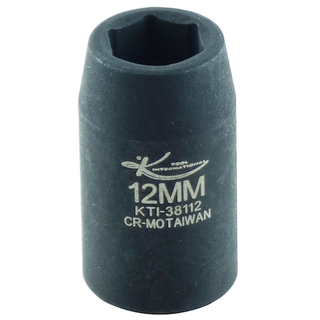 Stndrd 6 Pnt Impact Socket, 1/2Dr, 12mm, Material: Chrome Moly Steel